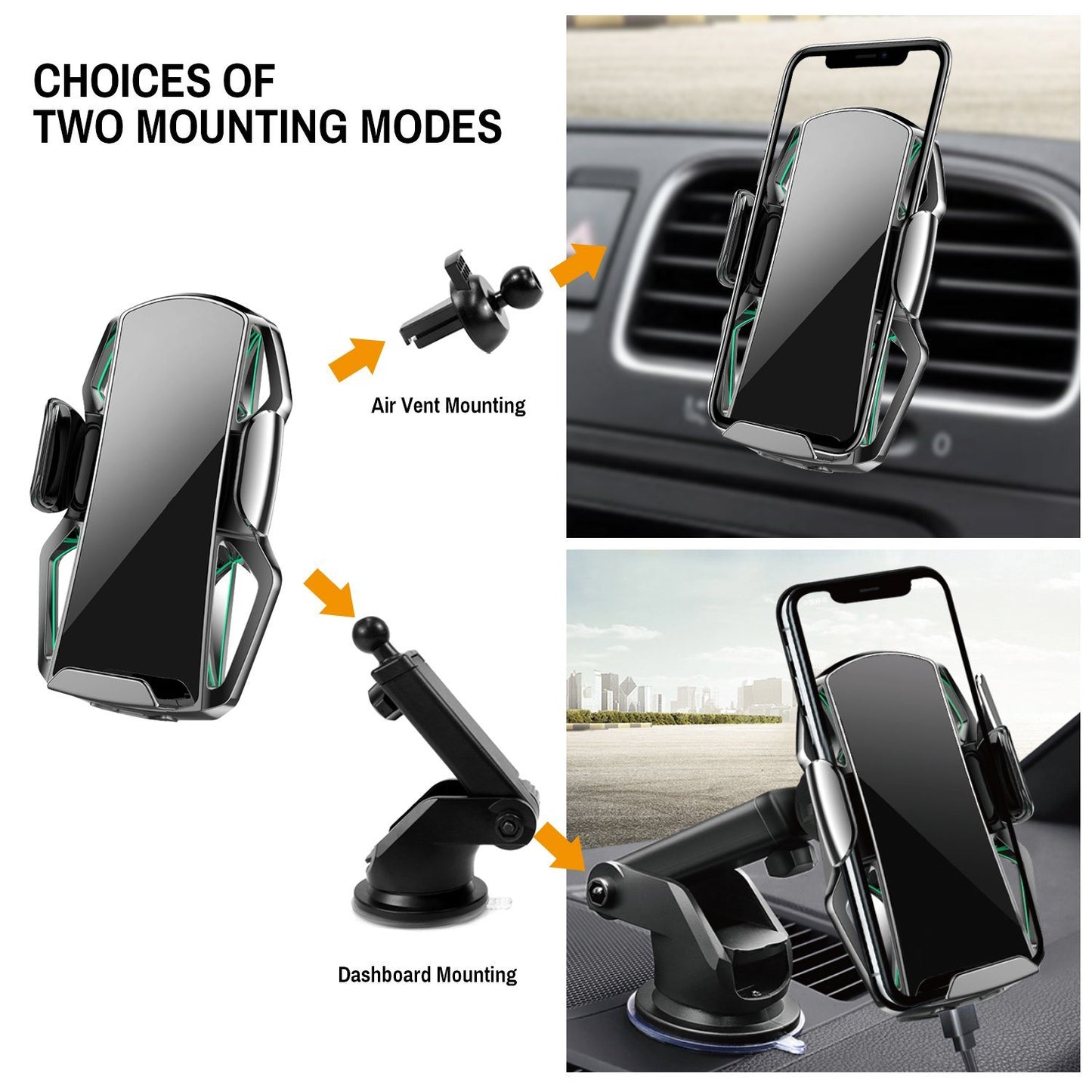 MCM-958 Qi Fast Charging Car Mount Holder - Power - Jabees Store - jabeesstore