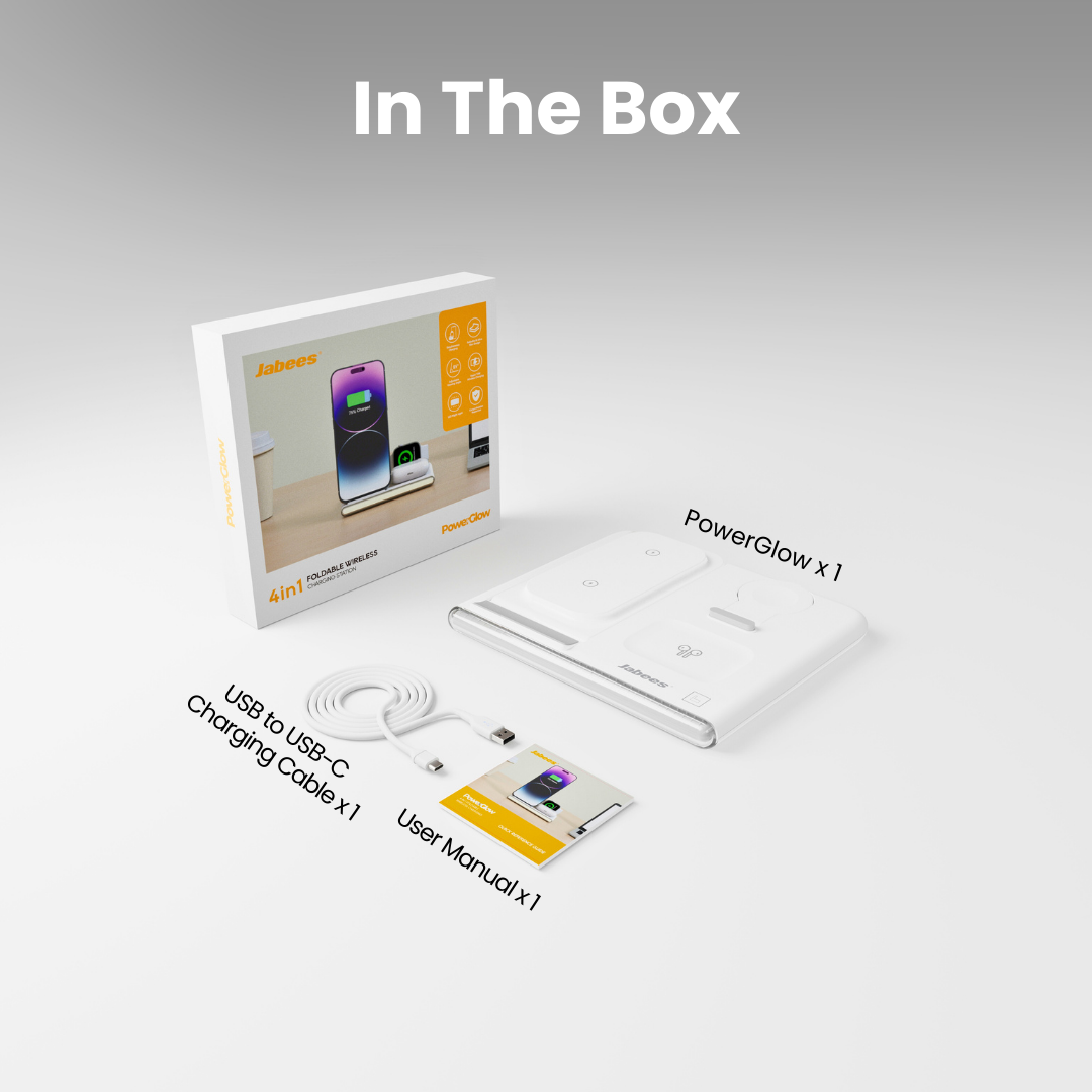 PowerGlow - Jabees PowerGlow 4-In-1 Foldable Wireless Charging Station with LED Night Light