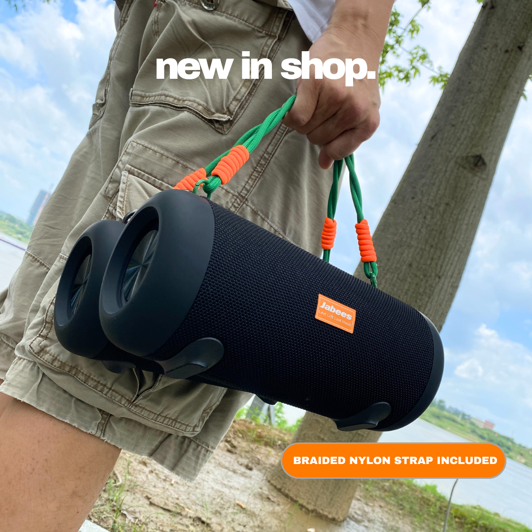 WHALE with Nylon Strap – Bluetooth IPX7 Waterproof Portable Outdoor Speaker with 30W Stereo Sound and USB Charge Out