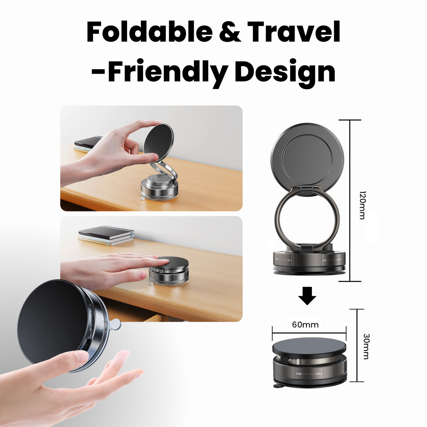 Jabees MagMount Flex 360° Rotatable Screw-Lock Suction Magnetic Phone Mount [Free Shipping]