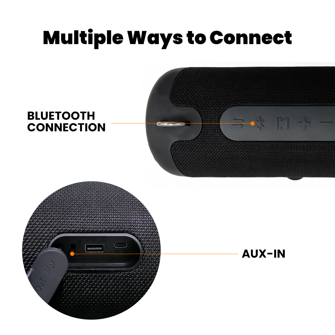 WHALE with Nylon Strap – Bluetooth IPX7 Waterproof Portable Outdoor Speaker with 30W Stereo Sound and USB Charge Out