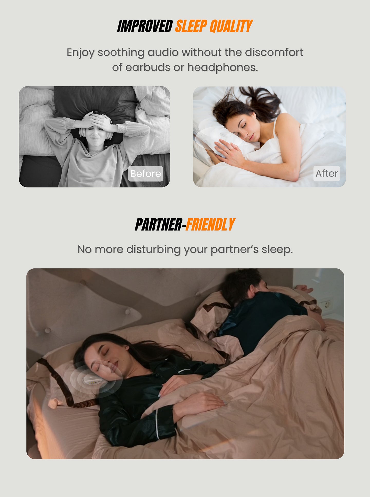 PEACE bluetooth wireless pillow speaker featuring bone conduction technology to stream nature sounds audio book sleep music to help you fall asleep quicker.