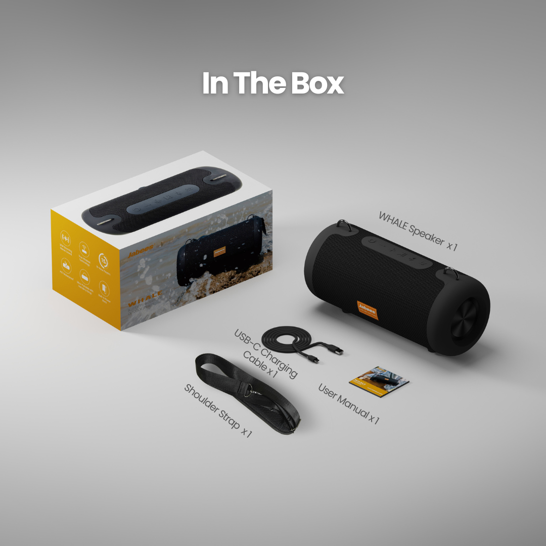 WHALE – Bluetooth IPX7 Waterproof Portable Outdoor Speaker with 30W Stereo Sound and USB Charge Out