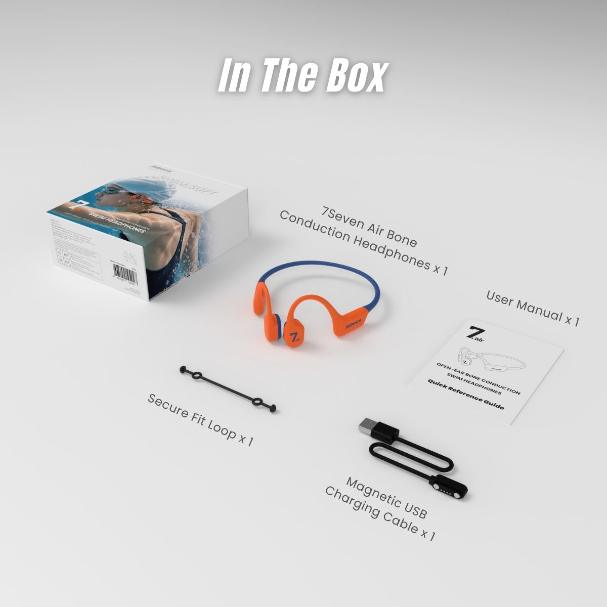 Jabees 7Seven Air Cushioned Bone Conduction Swimming Headphones-In The Box