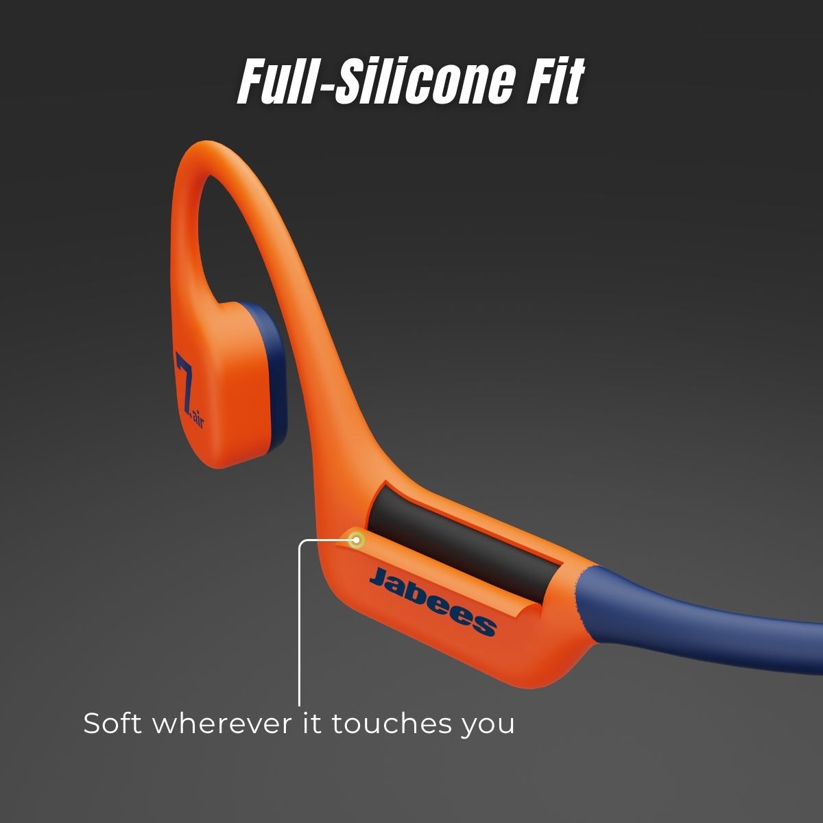Jabees 7Seven Air Cushioned Bone Conduction Swimming Headphones-Full-Silicone Fit
