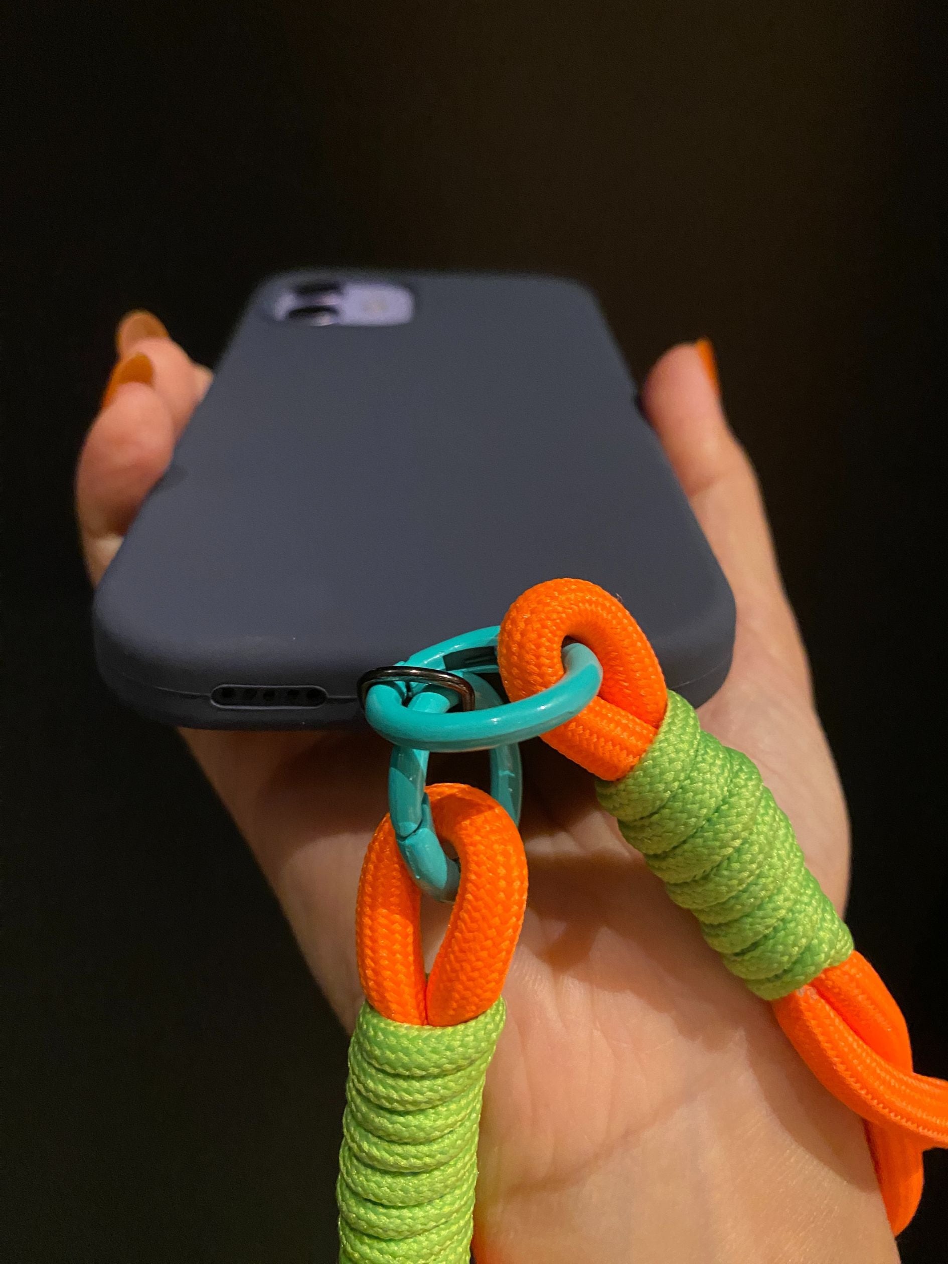 Jabees Colorful Nylon Wrist Strap – orange and green variant lifestyle photo