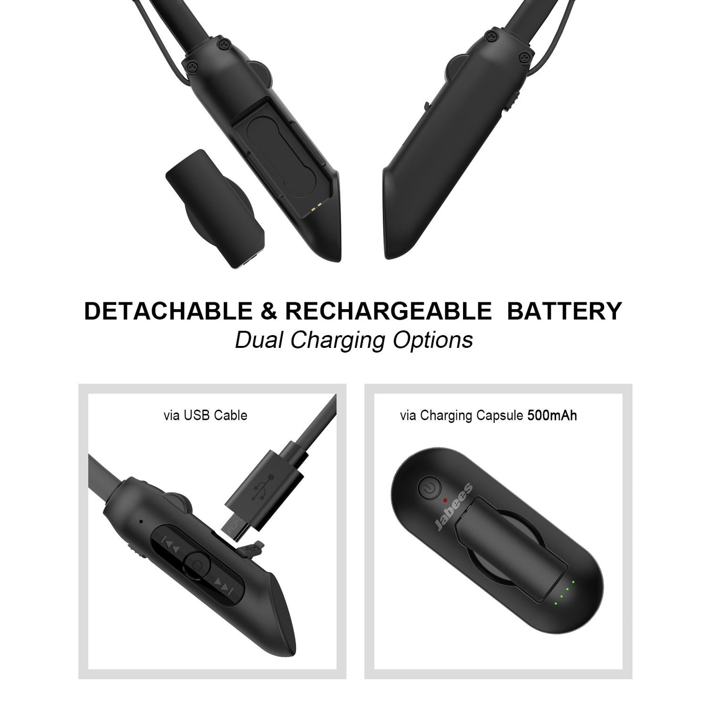 NBees – World’s 1st Bluetooth Neckband Headphones with Detachable & Rechargeable Battery - Bluetooth Earphones - jabeesstore - jabeesstore