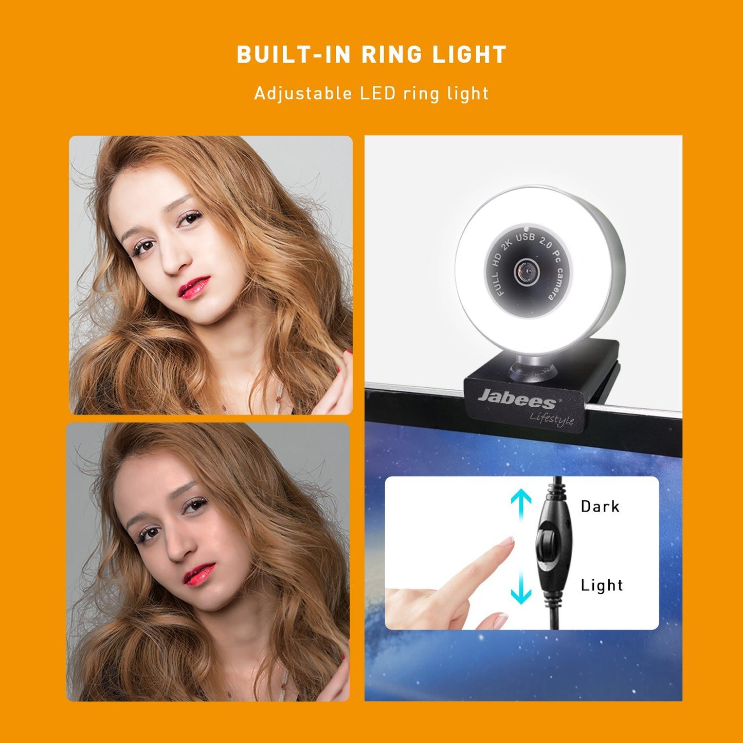Beecam Ring with Ring Light - 2K High Definition Webcam Work From Home Jabees Store 