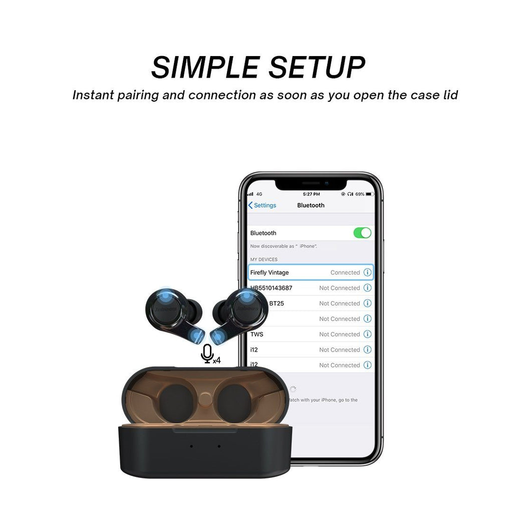 Firefly Vintage Bluetooth 5.2 Wireless Gaming Earbuds Featuring aptX Jabees Store