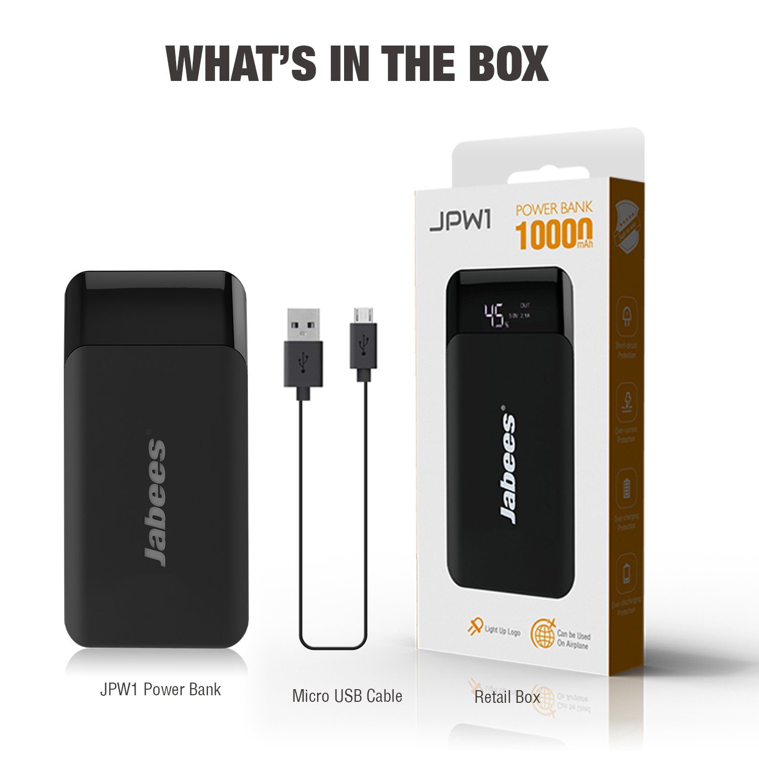 JPW1 - Portable Battery Backup Power Bank with 10000mAh Capacity Power Jabees Store 